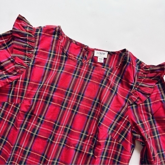 NEW J.Crew Factory Tartan Ruffle Cotton Poplin Shirt Top XXS - Picture 3 of 6